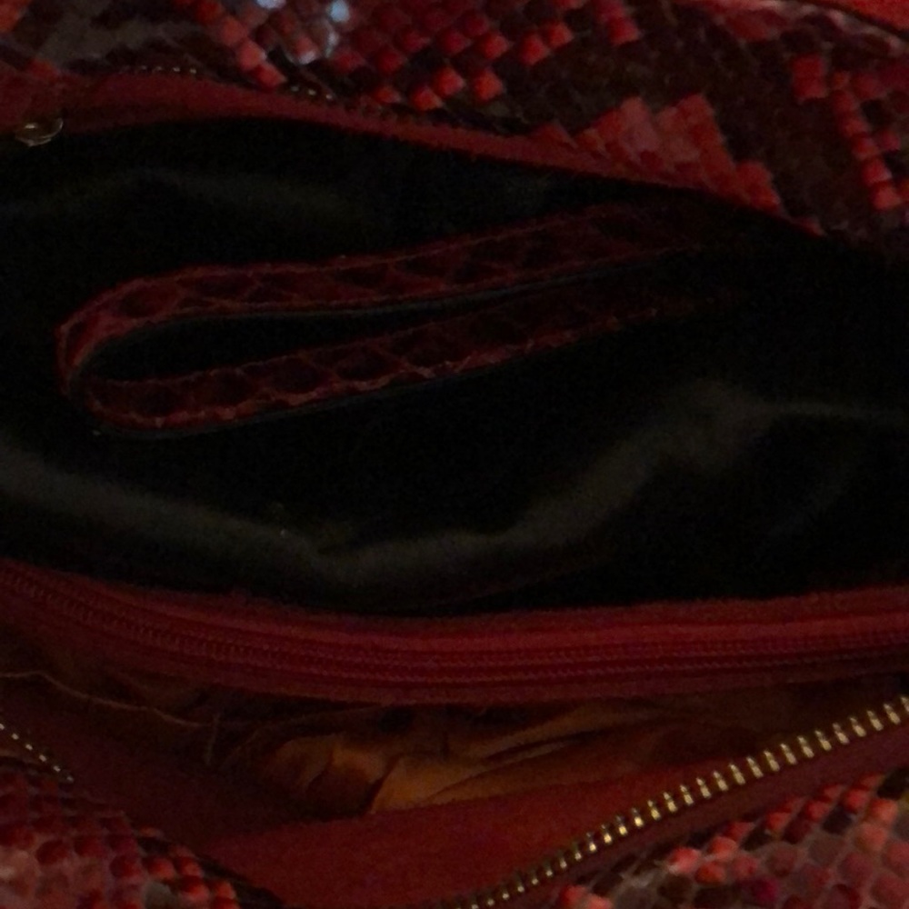 Red Python Hand Bag W/Optional Chain - image 4